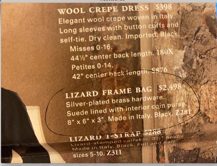 lizard skin bag Brooks Bros catalog 2020 $2,498